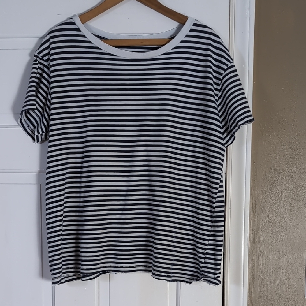 Nili Lotan Brady Distressed Striped Tee Small